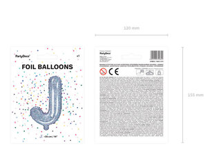 Folijas balons Burts "J" 35 cm, sudrabains/spīdīgs цена и информация | Шары | 220.lv