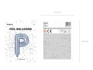 Folijas balons Burts "P" 35 cm, sudrabains/spīdīgs цена и информация | Шары | 220.lv