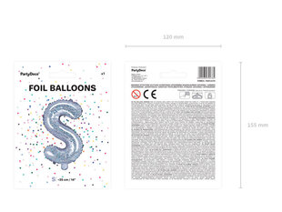 Folijas balons Burts "S" 35 cm, sudrabains/spīdīgs cena un informācija | Baloni | 220.lv