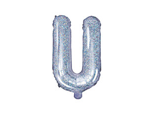 Folijas balons Burts "U" 35 cm, sudrabains/spīdīgs cena un informācija | Baloni | 220.lv