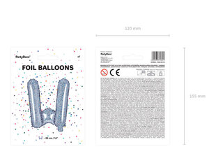 Folijas balons Burts "W" 35 cm, sudrabains/spīdīgs cena un informācija | Baloni | 220.lv
