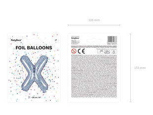 Folijas baloni Burts "X" 35 cm, sudrabaini/spīdīgi, 50 gab. цена и информация | Шарики | 220.lv