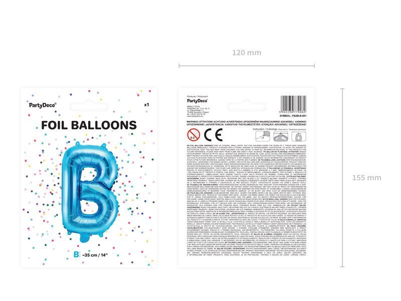 Folijas balons Burts "B" 35 cm, zils цена и информация | Baloni | 220.lv