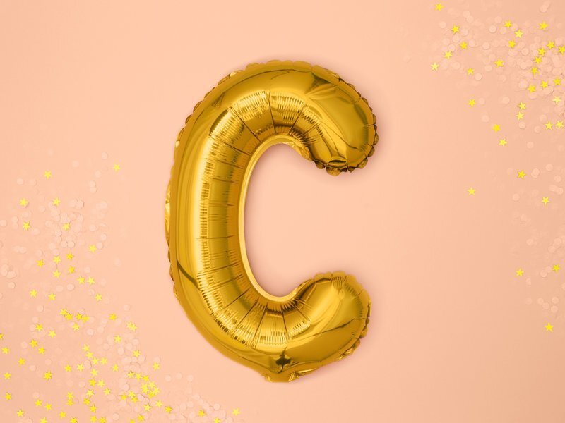 Folijas baloni Burts "C" 35 cm, zeltaini, 50 gab. cena un informācija | Baloni | 220.lv