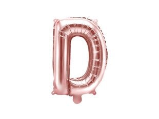 Folijas balons Burts "D" 35 cm, rozā/zeltains цена и информация | Шарики | 220.lv