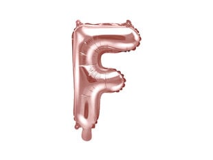 Folijas balons Burts "F" 35 cm, rozā/zeltains цена и информация | Шарики | 220.lv