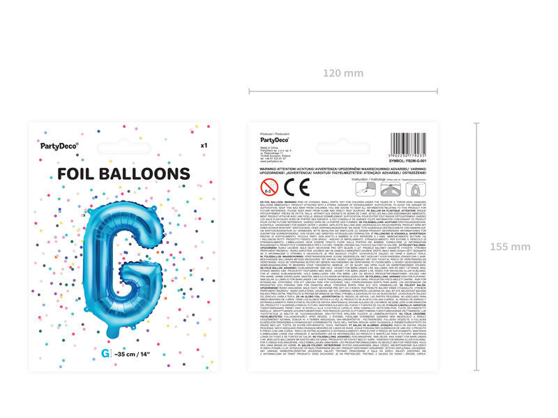 Folijas balons Burts "G" 35 cm, zils цена и информация | Baloni | 220.lv