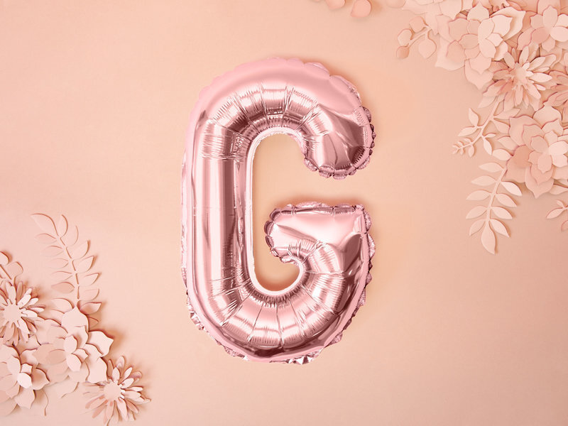 Folijas balons Burts "G" 35 cm, rozā/zeltains cena un informācija | Baloni | 220.lv