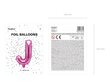 Folijas balons Burts "J" 35 cm, rozā cena un informācija | Baloni | 220.lv