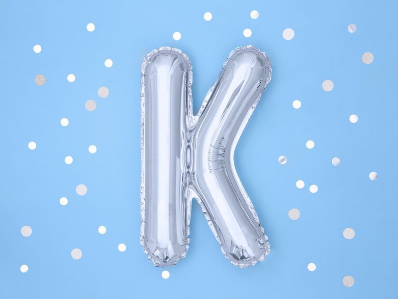 Folijas balons Burts "K" 35 cm, sudrabains cena un informācija | Baloni | 220.lv