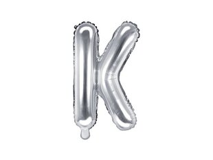 Folijas balons Burts "K" 35 cm, sudrabains cena un informācija | Baloni | 220.lv