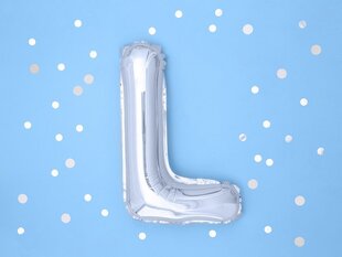 Folijas balons Burts "L" 35 cm, sudrabains cena un informācija | Baloni | 220.lv
