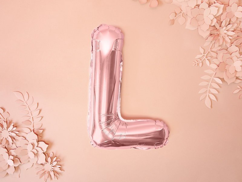 Folijas balons Burts "L" 35 cm, rozā/zeltains цена и информация | Baloni | 220.lv