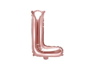 Folijas balons Burts "L" 35 cm, rozā/zeltains цена и информация | Шары | 220.lv