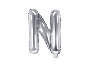 Folijas balons Burts "N" 35 cm, sudrabains cena un informācija | Baloni | 220.lv