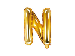 Folijas balons Burts "N" 35 cm, zeltains cena un informācija | Baloni | 220.lv