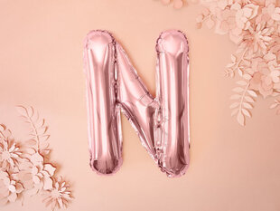 Folijas balons Burts "N" 35 cm, rozā/zeltains цена и информация | Шарики | 220.lv