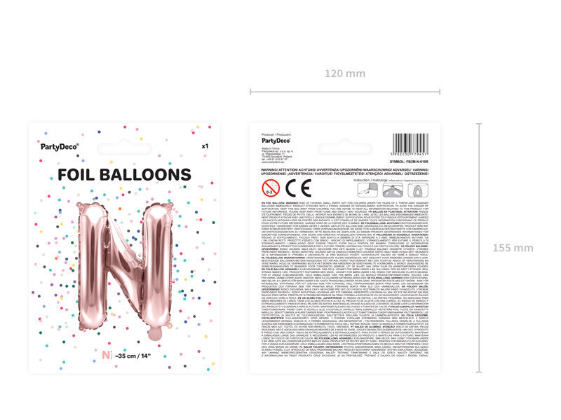 Folijas balons Burts "N" 35 cm, rozā/zeltains цена и информация | Baloni | 220.lv