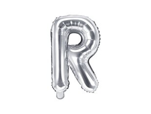 Folijas balons Burts "R" 35 cm, sudrabains cena un informācija | Baloni | 220.lv