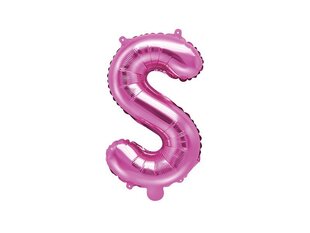 Folijas balons Burts "S" 35 cm, rozā cena un informācija | Baloni | 220.lv