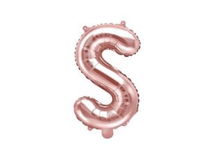 Folijas balons Burts "S" 35 cm, rozā/zeltains цена и информация | Шарики | 220.lv