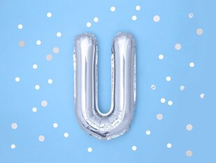 Folijas balons Burts "U" 35 cm, sudrabains цена и информация | Шарики | 220.lv