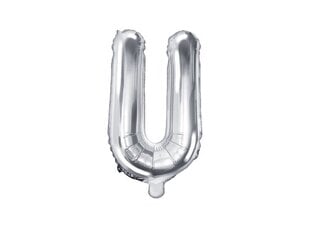 Folijas balons Burts "U" 35 cm, sudrabains cena un informācija | Baloni | 220.lv