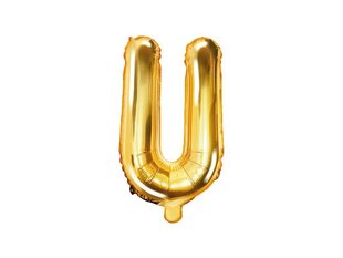 Folijas balons Burts "U" 35 cm, zeltains cena un informācija | Baloni | 220.lv