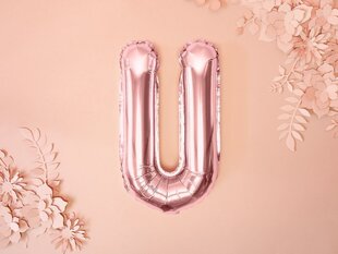Folijas balons Burts "U" 35 cm, rozā/zeltains цена и информация | Шарики | 220.lv