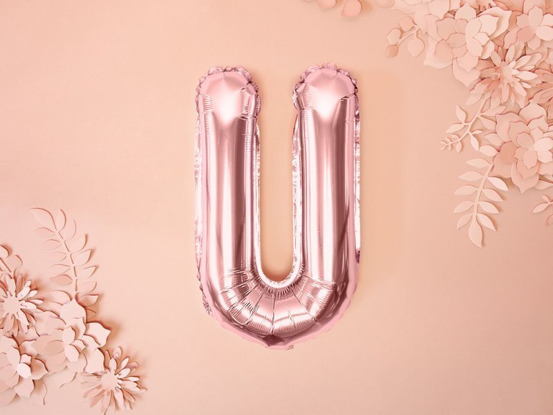 Folijas balons Burts "U" 35 cm, rozā/zeltains цена и информация | Baloni | 220.lv