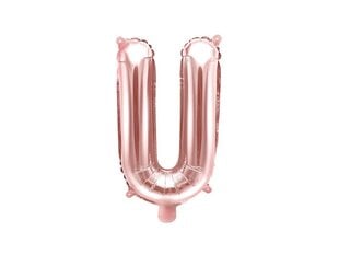 Folijas balons Burts "U" 35 cm, rozā/zeltains цена и информация | Шары | 220.lv