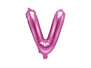 Folijas balons Burts "V" 35 cm, rozā cena un informācija | Baloni | 220.lv