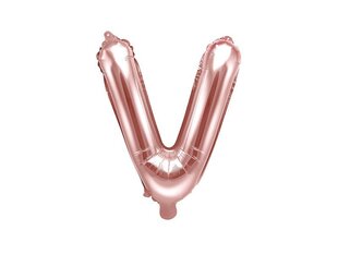 Folijas balons Burts "V" 35 cm, rozā/zeltains cena un informācija | Baloni | 220.lv