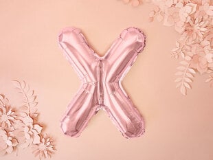 Folijas balons Burts "X" 35 cm, rozā/zeltains цена и информация | Шары | 220.lv