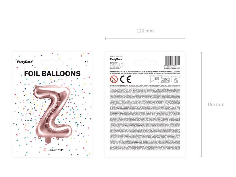 Folijas balons Burts "Z" 35 cm, rozā/zeltains цена и информация | Baloni | 220.lv