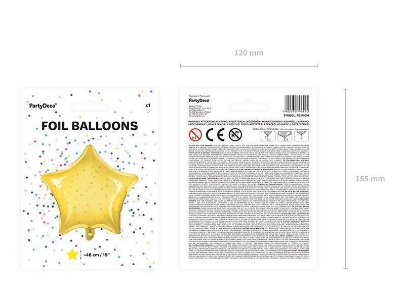 Folijas balons Star 48 cm, dzeltens cena un informācija | Baloni | 220.lv