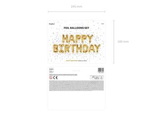 Folijas baloni Happy Birthday 340x35 cm, zeltaini, 50 gab. цена и информация | Шарики | 220.lv