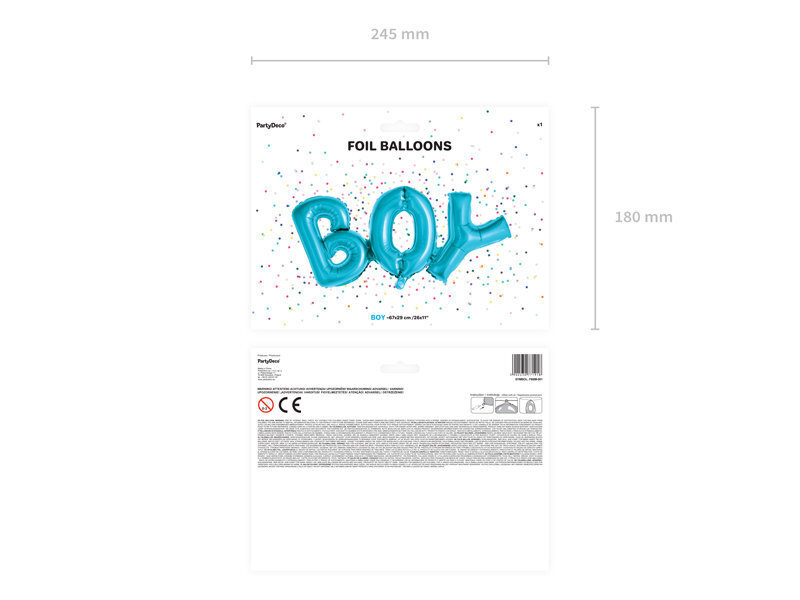 Folijas baloni Boy 67x29 cm, zili, 50 gab. цена и информация | Baloni | 220.lv