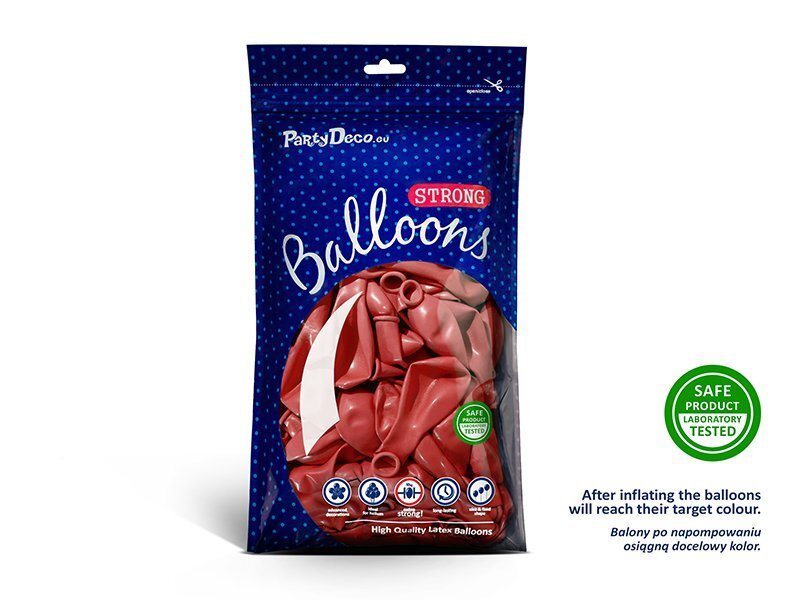 Izturīgi baloni 27 cm Metallic Poppy, sarkani, 50 gab. cena un informācija | Baloni | 220.lv