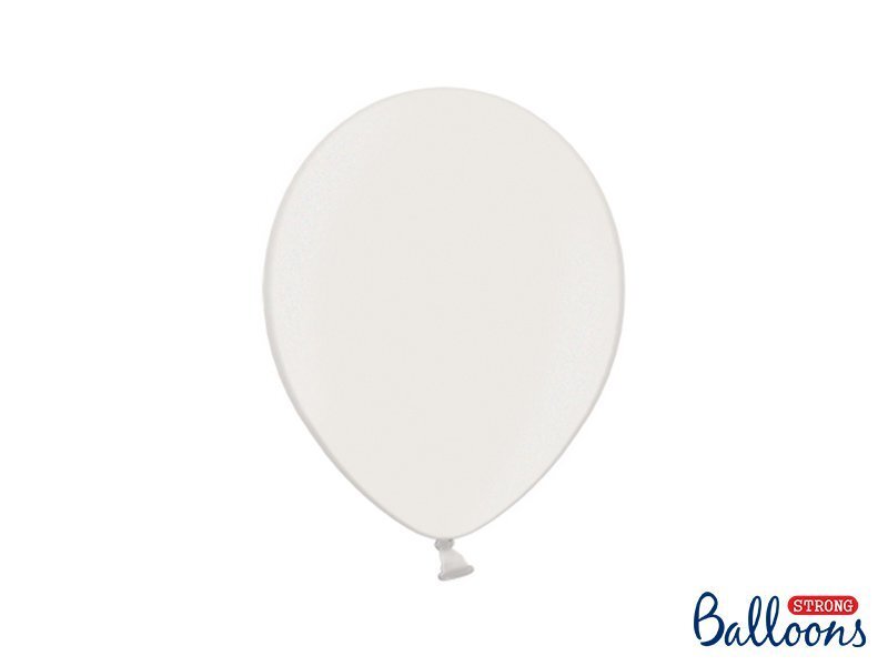 Izturīgi baloni 27 cm Metallic, balti, 10 gab. cena un informācija | Baloni | 220.lv
