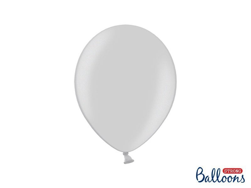 Izturīgi baloni 27 cm Metallic, sudrabaini, 100 gab. cena un informācija | Baloni | 220.lv
