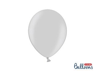 Izturīgi baloni 27 cm Metallic, sudrabaini, 10 gab. cena un informācija | Baloni | 220.lv