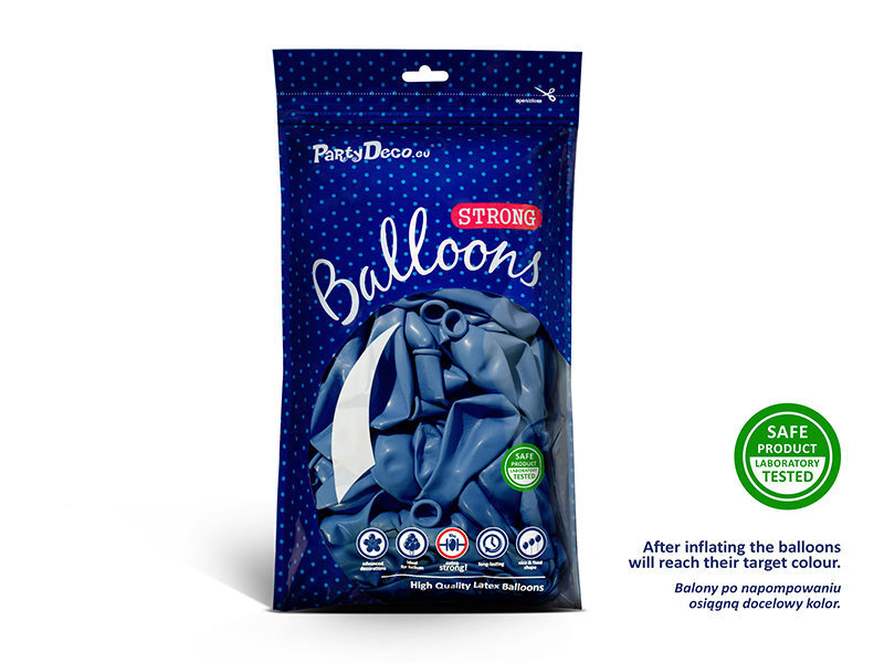 Izturīgi baloni 27 cm Metallic, zili, 50 gab. cena un informācija | Baloni | 220.lv