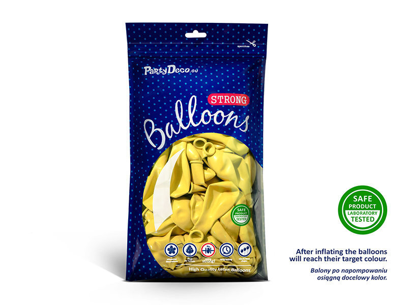 Izturīgi baloni 27 cm Pastel Lemon, dzelteni, 50 gab. cena un informācija | Baloni | 220.lv