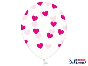 Baloni 30 cm Hearts, caurspīdīgi, 6 gab. цена и информация | Шарики | 220.lv