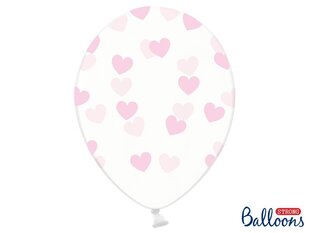 Baloni 30 cm Hearts, caurspīdīgi, 6 gab. cena un informācija | Baloni | 220.lv