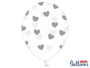 Baloni 30 cm Hearts, caurspīdīgi, 6 gab. cena un informācija | Baloni | 220.lv
