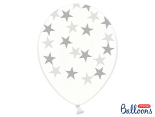 Baloni 30 cm Stars, caurspīdīgi, 6 gab. cena un informācija | Baloni | 220.lv