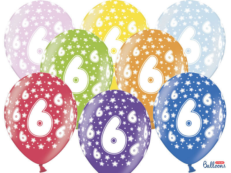 Baloni 30 cm 6th Birthday Metallic, dažādu krāsu, 50 gab. cena un informācija | Baloni | 220.lv