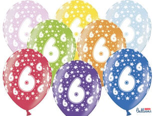 Baloni 30 cm 6th Birthday Metallic, dažādu krāsu, 6 gab. cena un informācija | Baloni | 220.lv